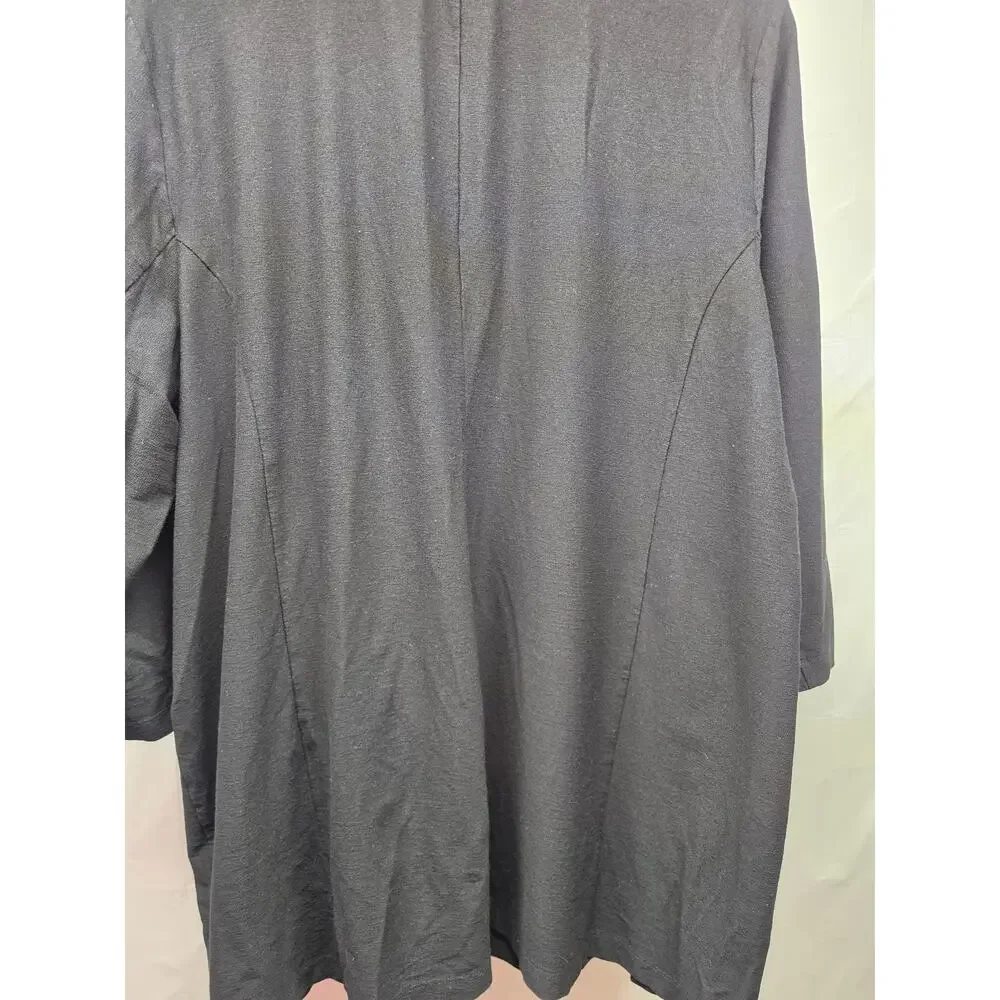 Eileen Fisher Woman Black Open Front Knit Cardigan Jacket 2X Stretch Lightweight - Picture 4 of 7
